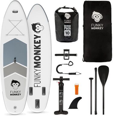 Надувний SUP Board Funky Monkey® | 335x84x15 см | Комплект з веслом, насосом та водонепроникним мішком | Для початківців та професіоналів