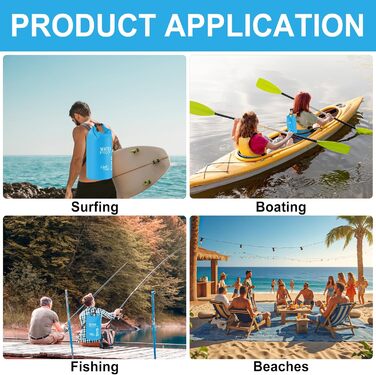 Водонепроникна сумка Uncle Paul 2L - водонепроникні мішки для каякінгу, риболовлі, сплаву, плавання, кемпінгу, каное, серфінгу (5 літрів, блакитний цян)