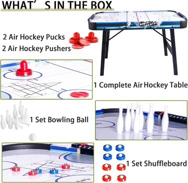 Ігровий стіл HLC 3 в 1: Аір-хокей, шафлборд, кёрлінг, боулінг – 130 см
