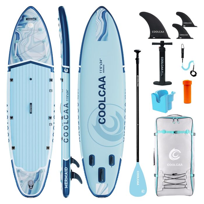 SUP дошка COOLCAA 355 см надувна з аксесуарами та сумкою для дорослих, вантажопідйомність 222 кг (Ocean Stream)