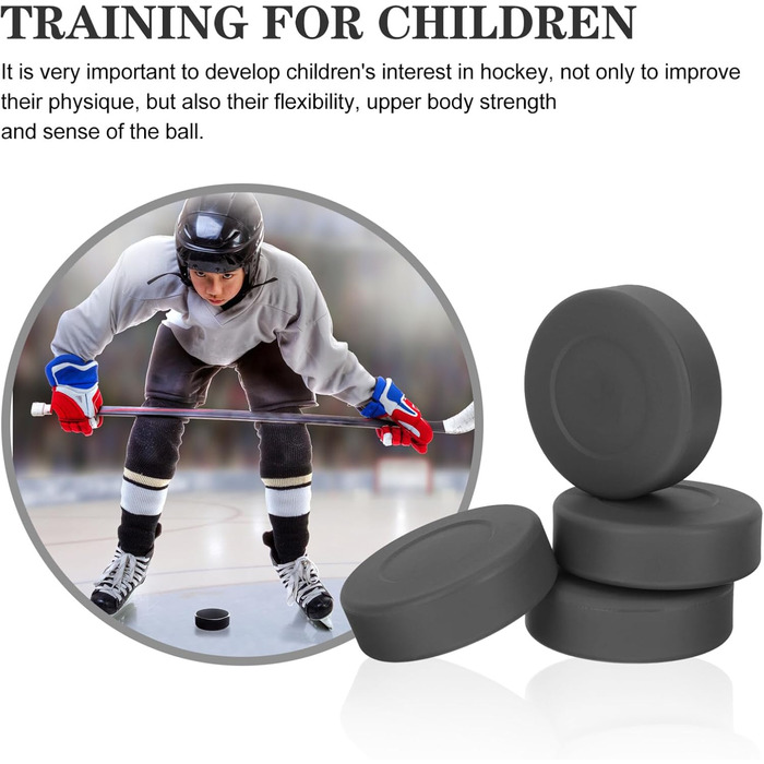 Гумові хокейні шайби Gatuida, 4 шт. для гри в приміщенні та на вулиці, чорні