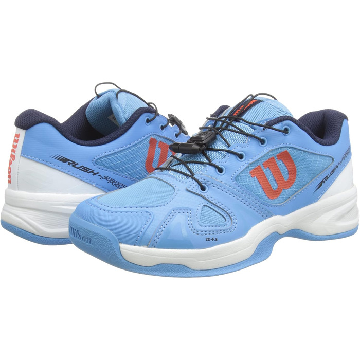 Тенісне взуття Wilson Rush Pro Jr Ql Carpet для дітей, біле (33 2/3 EU, блакитно-біло-помаранчеве)