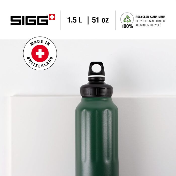 SIGG алюмінієва пляшка для води та напоїв, спортивна, герметична, для газованих напоїв, легка, BPA-free, сертифікована як кліматично нейтральна, для спорту, туризму, 0,6/1/1,5 л