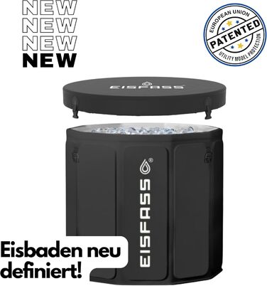 Оригінальна преміум льодяна ванна Eisfass XL 250л для дому – криотерапія, для спортсменів і новачків, з аксесуарами, Ø80×75см, запатентовано в Європі