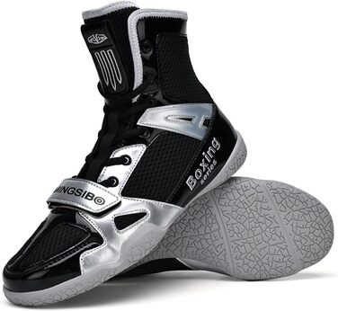 Чоловічі боксерські туфлі для боротьби, фітнесу та тренувань. Білі (33 EU, Чорний сріблястий)