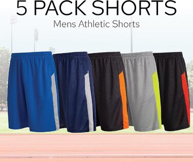 Шорти спортивні чоловічі - баскетбольні шорти для чоловіків - активні шорти для тренувань, залу, бігу (S, набір 5 шт.)