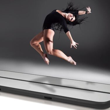 Гімнастичний надувний мат VENDOMNIA Airtrack 10/20 см, 100x100x10 см, з електричним насосом і сумкою, для тумблінгу, тренувань, фітнесу, йоги, синьо-сірий