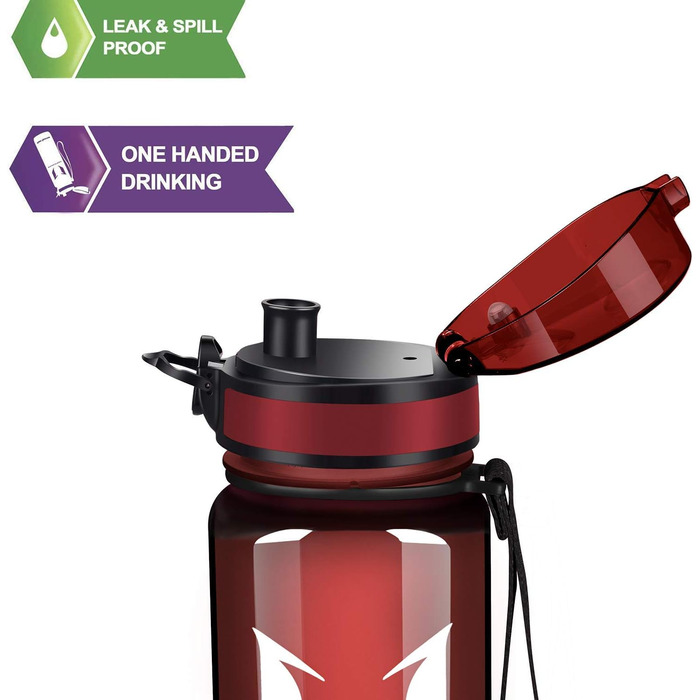 Пляшка для води Super Sparrow 1.5 л, герметична, спортивна, BPA-free, імперсько-червона, для школи, спорту, велосипеда