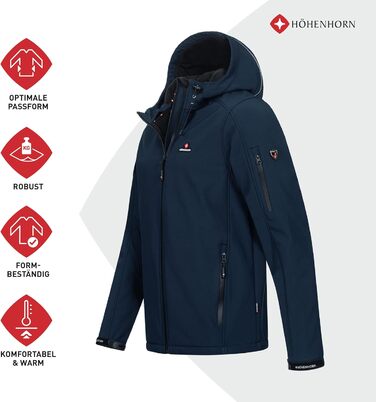 Чоловіча outdoor-куртка Softshell Höhenhorn Atus водонепроникна функціональна, колір Midnight-Black (S, темно-синій)