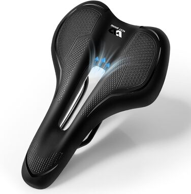 PRMHOOT Велосипедне сідло для чоловіків та жінок з піною Memory Foam, зручне, м'яке, ергономічне, дихаюче, амортизуюче. Підходить для E-Bike, MTB, шосе, міського велосипеда, чорного кольору.