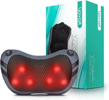 VOYOR HEALTH Масажна подушка з функцією підігріву, шиацу масажер з 3D масажними головками для шиї, спини та ніг, електричний прилад для зняття м'язового болю, подарунок для чоловіків і жінок, модель YZ200, блідо-блакитний