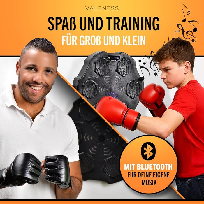 Музична бокс-машина VALENESS® – Smart бокс з музикою та LED, бокс-автомат для стіни, комплект з боксерськими рукавичками. Ідеальне тренування боксу вдома для дітей та дорослих (ручна музична бокс-машина)