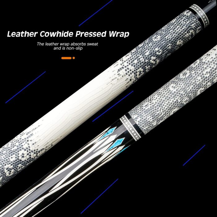 Більярдний кий Konllen з низькою відволікаючою лінією, з подовженням та кейсом (10,5 мм, 11,5 мм, 12,5 мм наконечники Tigerspitze, XTC-чохол, 3/8 x 8 радіальний штифт, довжина 147 см) Dragon-1, EU 12.5mm