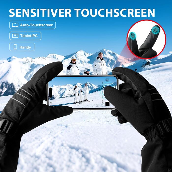 Електричні гріючі рукавиці для чоловіків та жінок, 7.4V 3200mAh, XL, Чорний