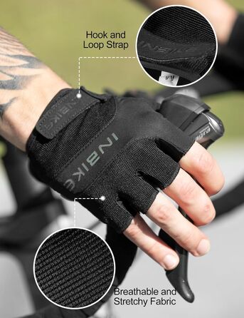 Велосипедні рукавички INBIKE, напівпальцеві, для чоловіків та жінок, з підкладкою Eva, комфортні, дихаючі, літні, для велосипеда, MTB, чорні, XXL