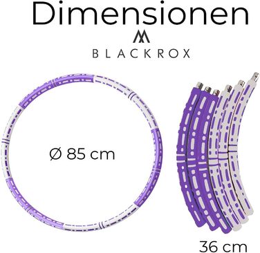 Обруч для фітнесу BLACKROX HOOPAROX: регульована вага 1,2-4 кг, фітнес, масаж, схуднення, для дорослих, фіолетовий та білий