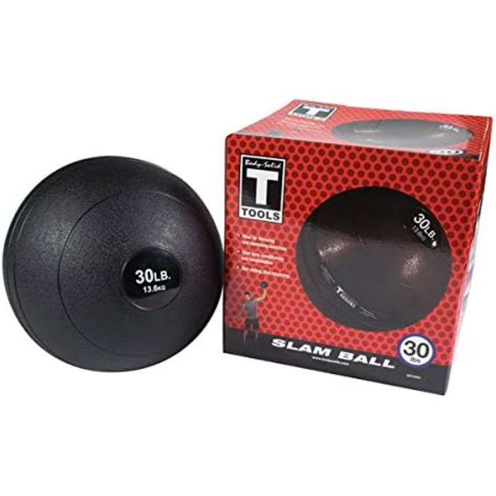 Слэмбол BODY-SOLID 13,6 кг (30 lbs) для фітнесу, кросфіту, гумовий м'яч для силових тренувань