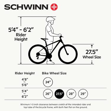 Гірський велосипед Schwinn Fleet для підлітків та дорослих, алюмінієва рама, передня амортизація, дискові гальма