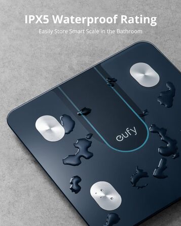Ваги підлогові Eufy Smart Scale P2: Bluetooth, Wi-Fi, 15 показників (вага, жир, BMI, м'язи, кістки), 3D-модель тіла, чорні