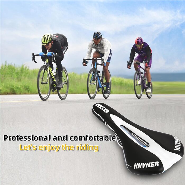 Комфортне сідло для велосипеда: ергономічне сідло Hohl для міських велосипедів, шосе, MTB (M, чорний/білий)