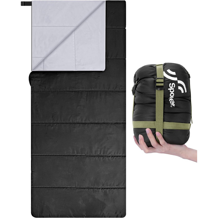 Сплячий мішок Sportneer 190x85 см: літній, легкий, водонепроникний, для кемпінгу, походів, подорожей, чорний