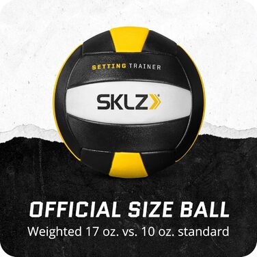 Тренажер для волейбольного пасу SKLZ, чорний, для залу та вулиці, обтяжений м'яч 480 г – покращує контроль, силу, точність, рівномірний розподіл ваги, тренування м'язів