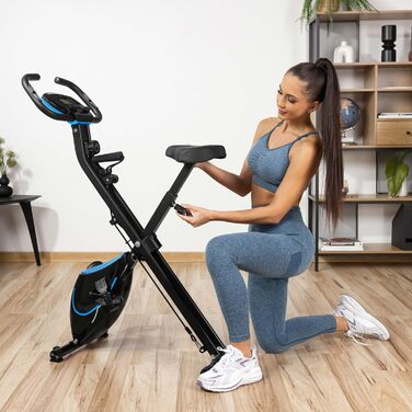 Гімнастичний тренажер Gymtek FX600: складаний, магнітний, до 120 кг, 8 рівнів опору, LCD дисплей, чорно-синій