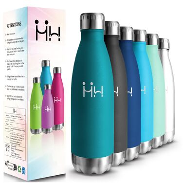 Термос-пляшка HoneyHolly з нержавіючої сталі 500 мл, герметична спортивна пляшка для води та напоїв, без BPA, мохово-зелена
