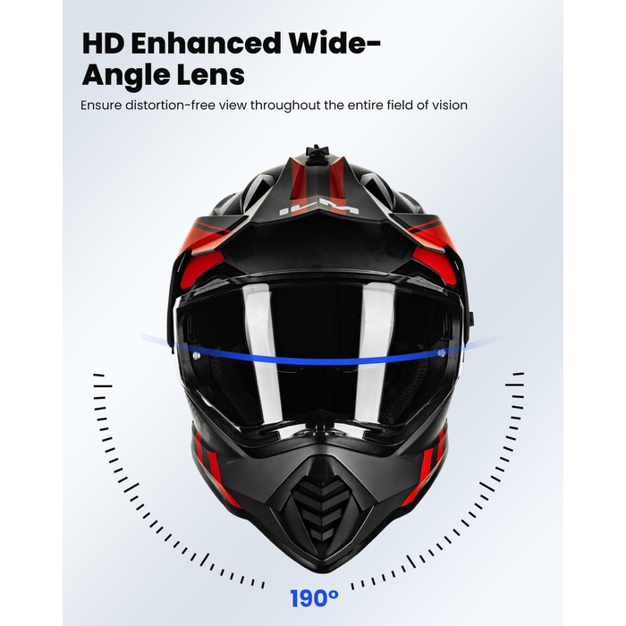 Мотошолом IL Dual Sport Adventure WS902 з сонцезахисним візором, Pinlock, для ендуро, ATV, кросу, ECE, червоний-чорний, розмір L