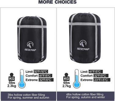 Спальний мішок Redcamp XL з бавовни, теплий, знімний капюшон, фланелевий, компактний, 3-4 сезони, для дорослих та дітей, для кемпінгу, риболовлі, зимовий, блакитний, 2lbs наповнювач (червоний, 3lbs наповнювач)