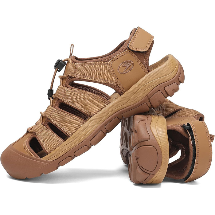 Чоловічі сандалі FLARUT літні для активного відпочинку та трекінгу, закритий носок, бежеві (46 EU)