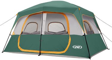 Намет кемпінговий 4-8 осіб Campingzelt водонепроникний, з тентом, зелений 360x270x200 см для кемпінгу, туризму та трекінгу
