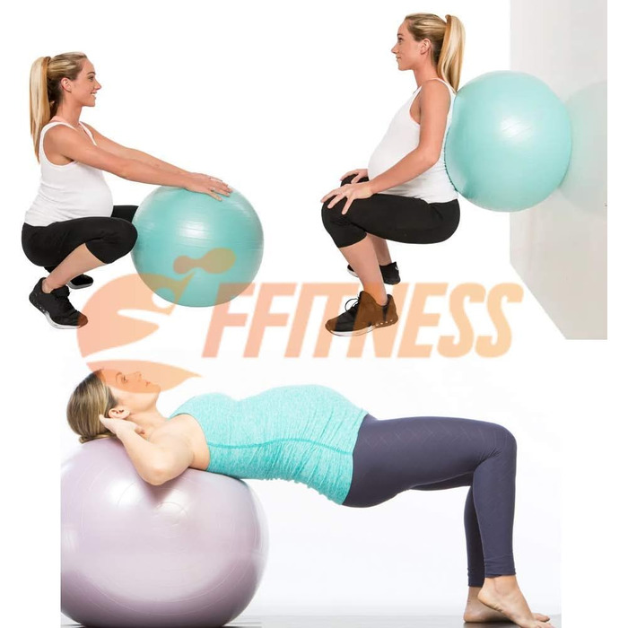 Фітнес-м'яч для вагітних FFitness 95 см, антивибуховий, для гімнастики, пресу, силових та кардіо вправ, синій