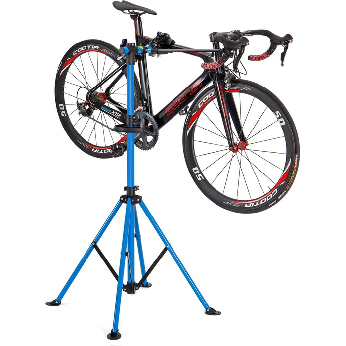 Підставка для ремонту велосипедів CXWXC - професійна, поворотна, складна, до 30 кг, з підсвічуванням та магнітним відсіком (Bleu)