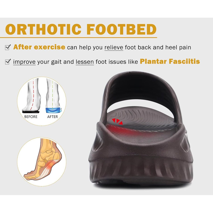 Ортопедичні відновлювальні сандалі KuaiLu для жінок, легкі спортивні шльопанці при плантарному фасциїті, розвантаження суглобів та спини, коричневі, розмір 36 EU