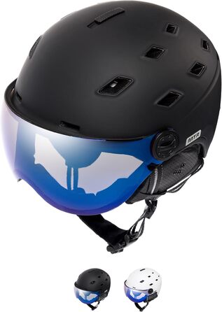 Шолом гірськолижний Meteor з контрастним візором та вентиляцією – для дорослих та дітей (55-58 см), чорний