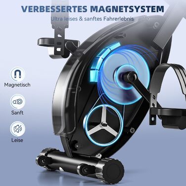 Складаний велотренажер Vannect 2025, магнітний ергометр, регульований опір, безшумний, для дому, LCD-монітор, навантаження до 160 кг, чорний/помаранчевий