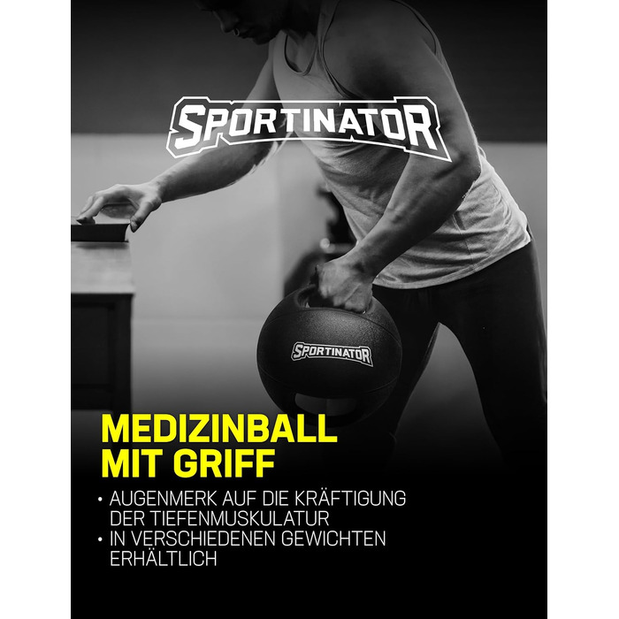 Медичний м'яч SPORTINATOR з ручками, 5 кг, для силових і функціональних тренувань