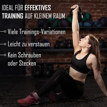 Гиря чавунна Strength Shop 10 кг з ергономічною ручкою, чорне порошкове покриття, кольорове маркування ваги, для функціонального тренування всього тіла, надміцна та довговічна