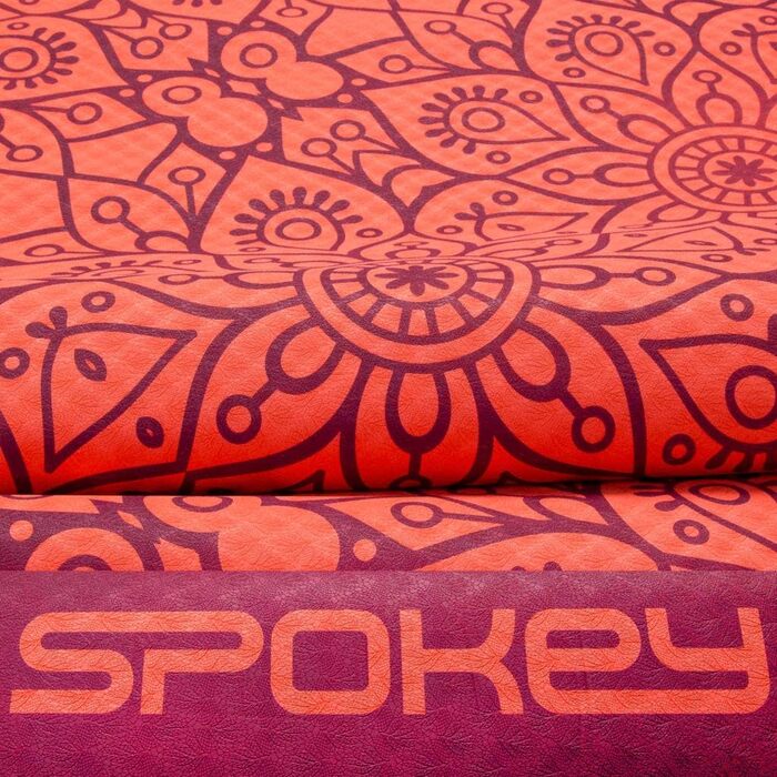 Йога мат SpoKey Mandala, 183x61x0.4 см, червоний, екологічний TPE, для йоги, пілатесу, фітнесу, гімнастики