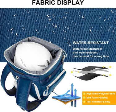 Сумка для лижних черевиків з відділенням для шолома, 65L, рюкзак для лиж, водонепроникна сумка для лиж, для лижних черевиків, ковзанів, лижних окулярів, сноуборду, лижних рукавичок, блакитна