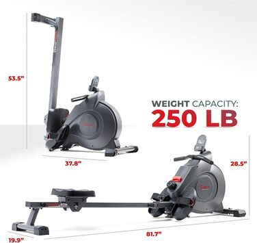 Магнітний гребний тренажер Sunny Health & Fitness SMART, компактний, складаний, з Bluetooth – SF-RW522016