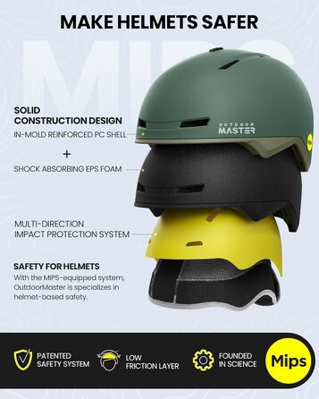 Шолом для сноуборду та лиж OutdoorMaster MIPS, вентиляція, полікарбонат, універсальний розмір, для чоловіків і жінок