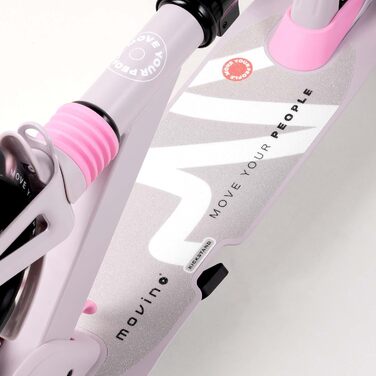 Електросамокат Movino City Light для дітей та підлітків, LED, 180мм колеса, амортизатор, регульований кермо, колір сіро-рожевий