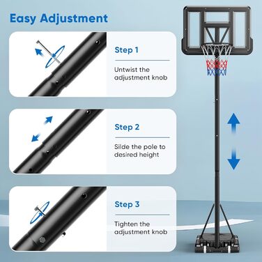 Баскетбольний кошик вуличний регульований 128-305 см на колесах для дітей, підлітків та дорослих