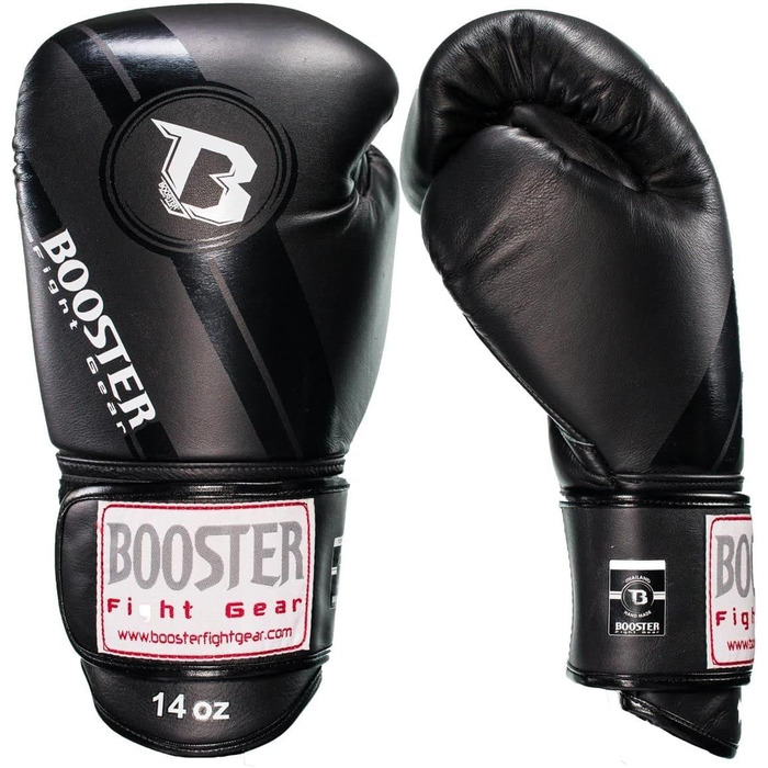 Боксерські рукавички Booster V3 зі шкіри чорні для муай тай