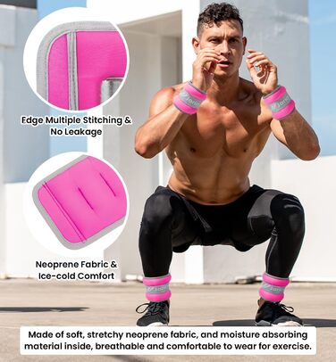 Ваги на ногу/зап'ястя для фітнесу, 1-10 кг, 1 пара, рожево-рожевий