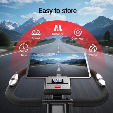 Ергометр UMAY Hometrainer 5-в-1: Велотренажер складаний для дому, магнітний опір, пульсометр, LED-дисплей, до 136 кг, чорний