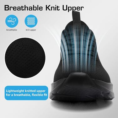 Чоловічі Slip-On кросівки DimaiGlobal без шнурівків: легкі, дихаючі, для занять спортом та відпочинку, розмір 40 EU, чорний колір