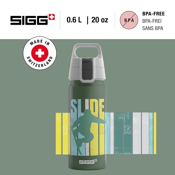 Дитяча алюмінієва пляшка SIGG WMB ONE 0,6 л для газованих напоїв, герметична, легка, BPA-free, сертифікат ClimatePartner, для спорту та школи